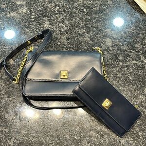 Navy Michael Kors crossbody bag and wallet